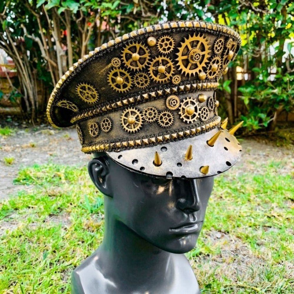 Gold Steampunk Spike Captain Hat